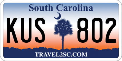 SC license plate KUS802