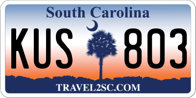 SC license plate KUS803