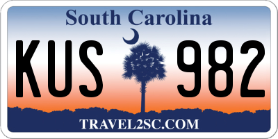 SC license plate KUS982
