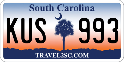 SC license plate KUS993
