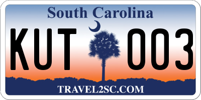 SC license plate KUT003