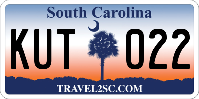 SC license plate KUT022