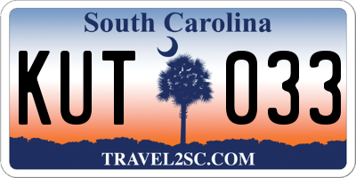 SC license plate KUT033