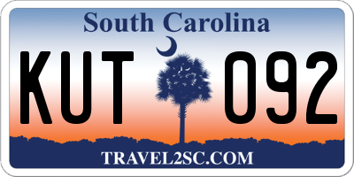 SC license plate KUT092