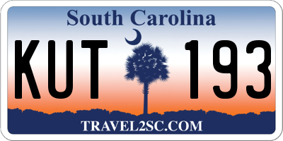SC license plate KUT193