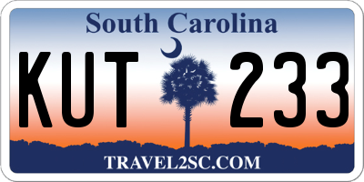 SC license plate KUT233