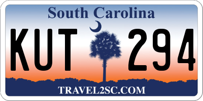 SC license plate KUT294