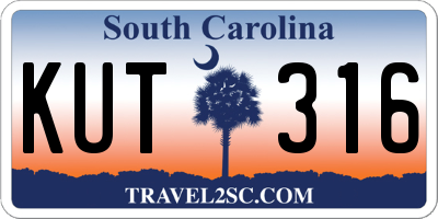 SC license plate KUT316