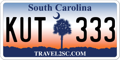 SC license plate KUT333