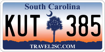 SC license plate KUT385