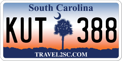 SC license plate KUT388