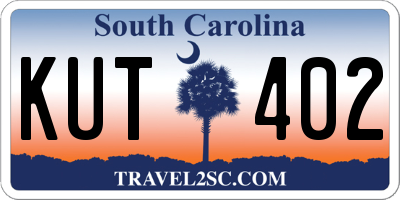 SC license plate KUT402