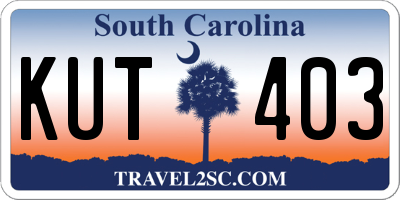 SC license plate KUT403