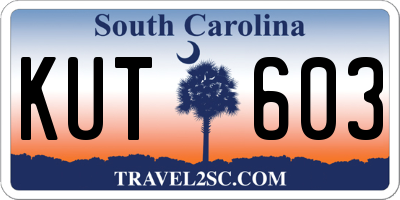 SC license plate KUT603