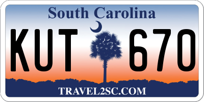 SC license plate KUT670