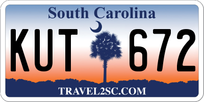 SC license plate KUT672