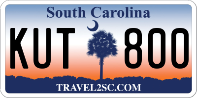 SC license plate KUT800