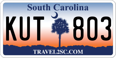 SC license plate KUT803