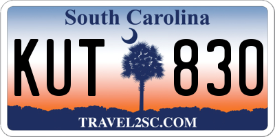 SC license plate KUT830