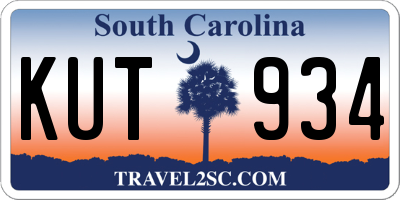 SC license plate KUT934