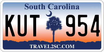 SC license plate KUT954