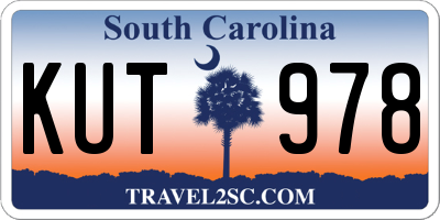 SC license plate KUT978