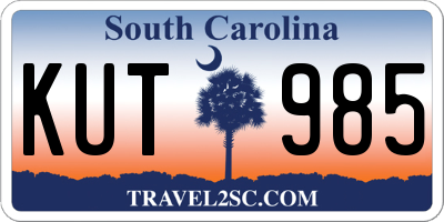 SC license plate KUT985