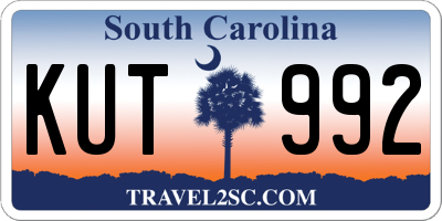 SC license plate KUT992