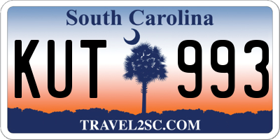 SC license plate KUT993