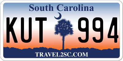 SC license plate KUT994