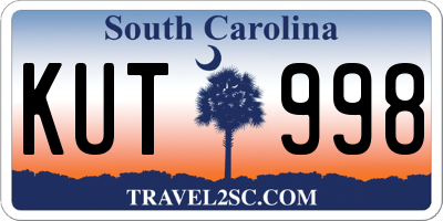 SC license plate KUT998