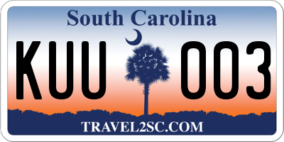 SC license plate KUU003