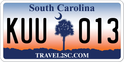 SC license plate KUU013