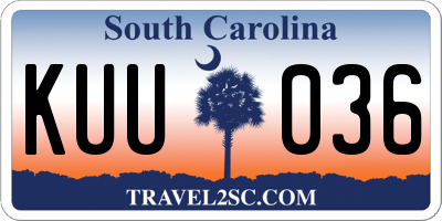 SC license plate KUU036