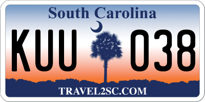 SC license plate KUU038