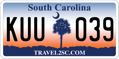 SC license plate KUU039