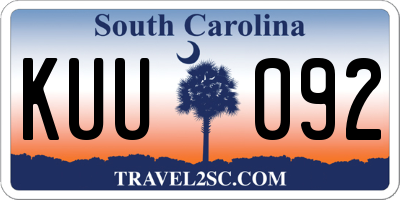 SC license plate KUU092