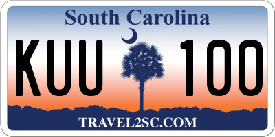 SC license plate KUU100