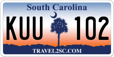SC license plate KUU102