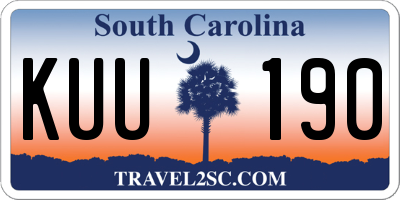 SC license plate KUU190