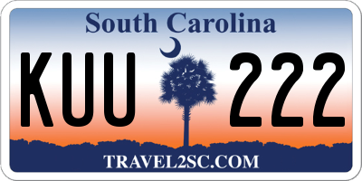 SC license plate KUU222