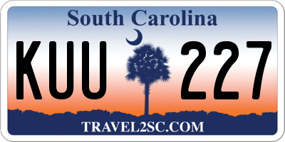 SC license plate KUU227