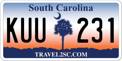 SC license plate KUU231