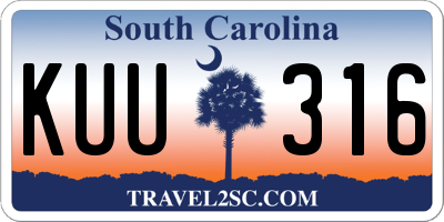 SC license plate KUU316