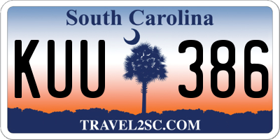 SC license plate KUU386