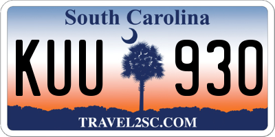 SC license plate KUU930