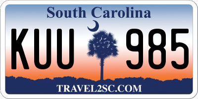SC license plate KUU985