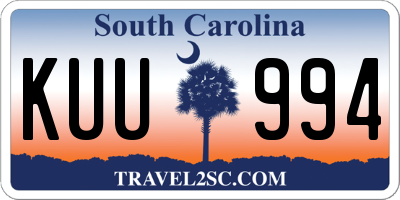 SC license plate KUU994