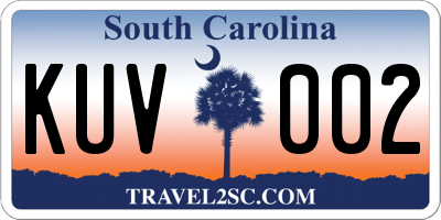 SC license plate KUV002