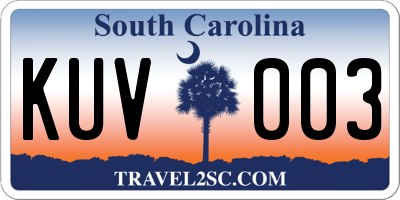 SC license plate KUV003
